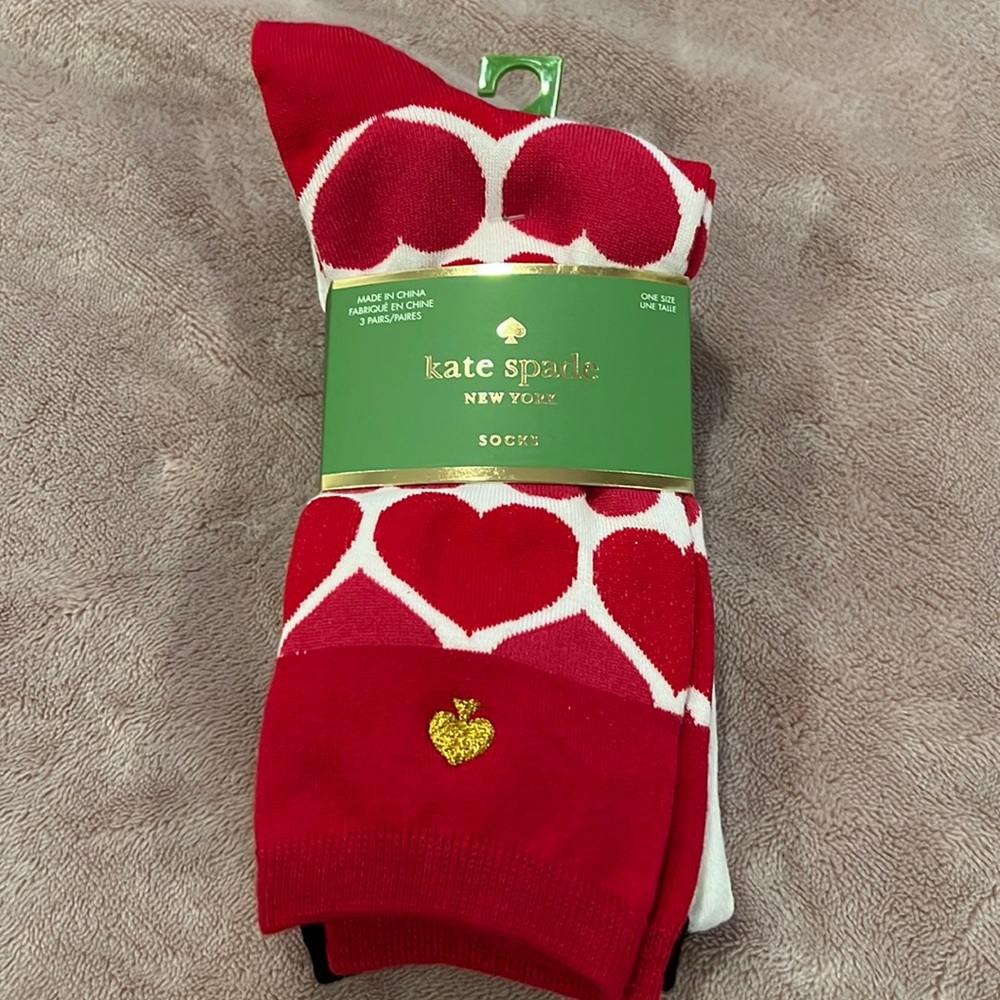 Kate Spade NY Hearts Posy Red Crew Socks